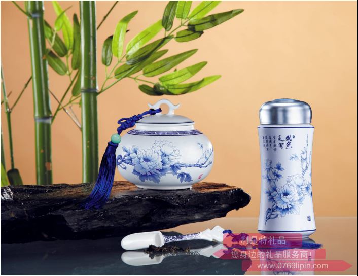 國(guó)色天香（保溫杯鼓型茶罐三件套）