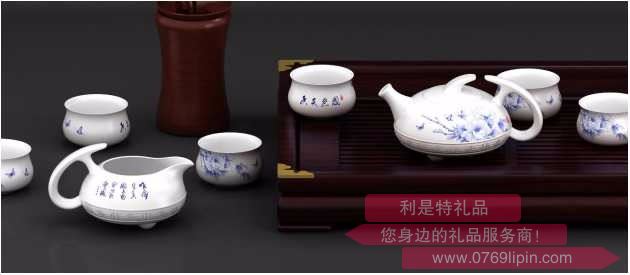 國(guó)色天香（羊脂玉瓷青花茶具八件套）