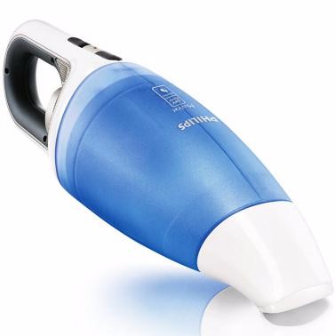 飛利浦（PHILIPS）吸塵器家用無線手持充電式吸塵機強力大功率小型靜音車載吸塵器 藍(lán)白色FC6142/01干濕兩用-無繩帶充電底座