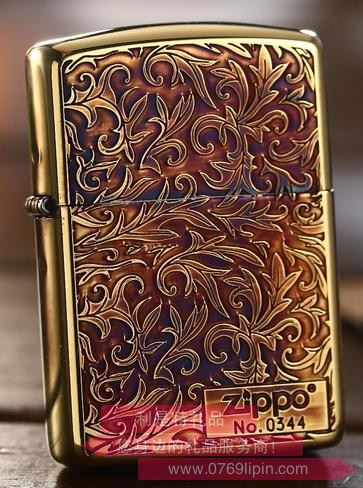 唐草之Zippo在側(cè)-燒金色系列 打火機 ZBT-3-20a