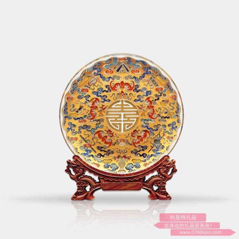 五蝠捧壽（金屬掐絲）