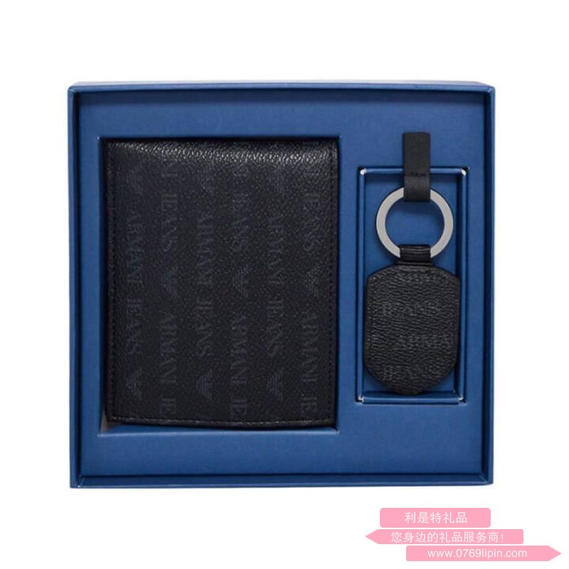ARMANI JEANS 阿瑪尼 男士鷹頭對(duì)折錢包鑰匙環(huán)禮盒套裝 貨號(hào):937502.jpg