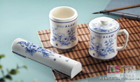 國色天香臺面杯紙鎮(zhèn)筆筒三件套