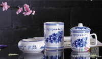 花開(kāi)富貴臺(tái)面杯筆筒煙灰缸三件套