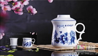 花開(kāi)富貴青花茶漏杯