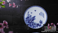 花開(kāi)富貴青花10寸圓盤(pán)