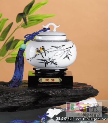 悅  語茶葉罐（鼓）茶葉勺兩件套