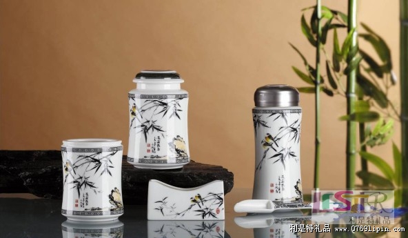 悅  語保溫杯茶葉罐筆筒茶葉勺名片座五件套