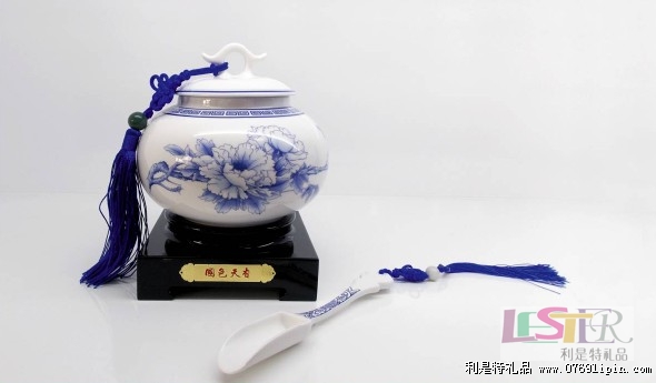 國色天香茶葉罐（鼓）茶葉勺兩件套（亮）