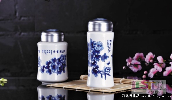 花開(kāi)富貴保溫杯茶葉罐兩件套